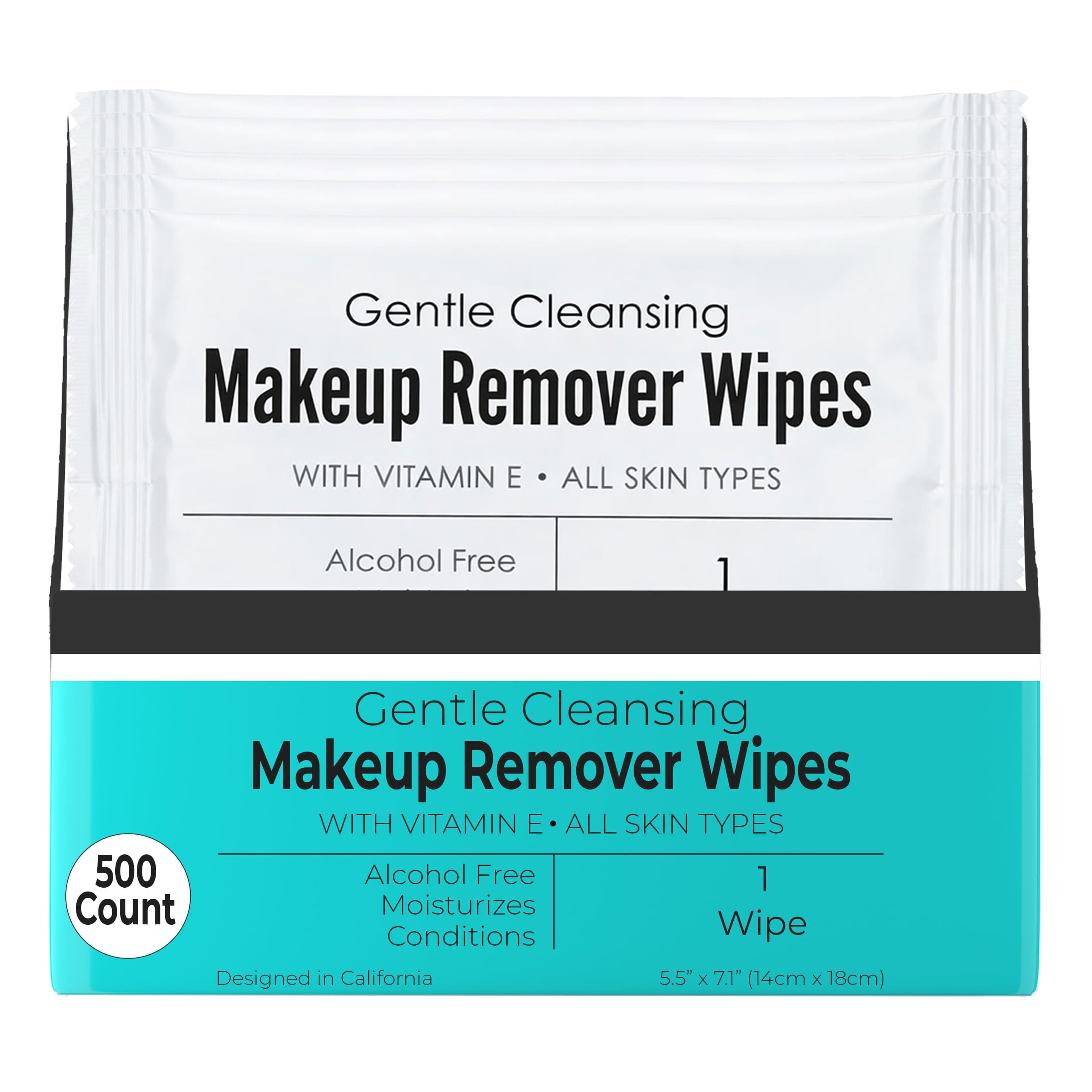 World Amenities - Makeup Remover Wipes - Alcohol Free - Vitamin E Face Wipes for Sensitive Skin Comfort - Individually Wrapped - Travel Friendly Facial Cleansing Wipes - 500 Count