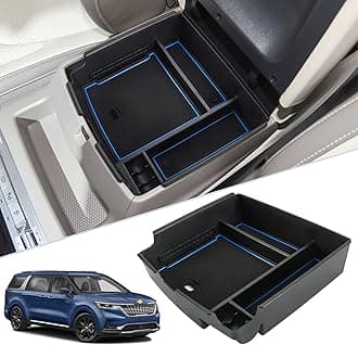 SKTU for 2022-2024 2025 2026 Kia Carnival Center Console Organizer 2022-2024 2025 2026 Carnival Accessories Insert ABS Materials Tray 2024 2025 2026 Carnival Console Tray with Coin and USB Hole (Blue)