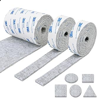 Vicloon Self Adhesive Felt Pads, 120 cm, 3 Rolls, Free Cutting of Any Size, Non-Slip, Adhesive Felt, Protects Your Furniture and Wooden Floors, Grey 2 Sizes