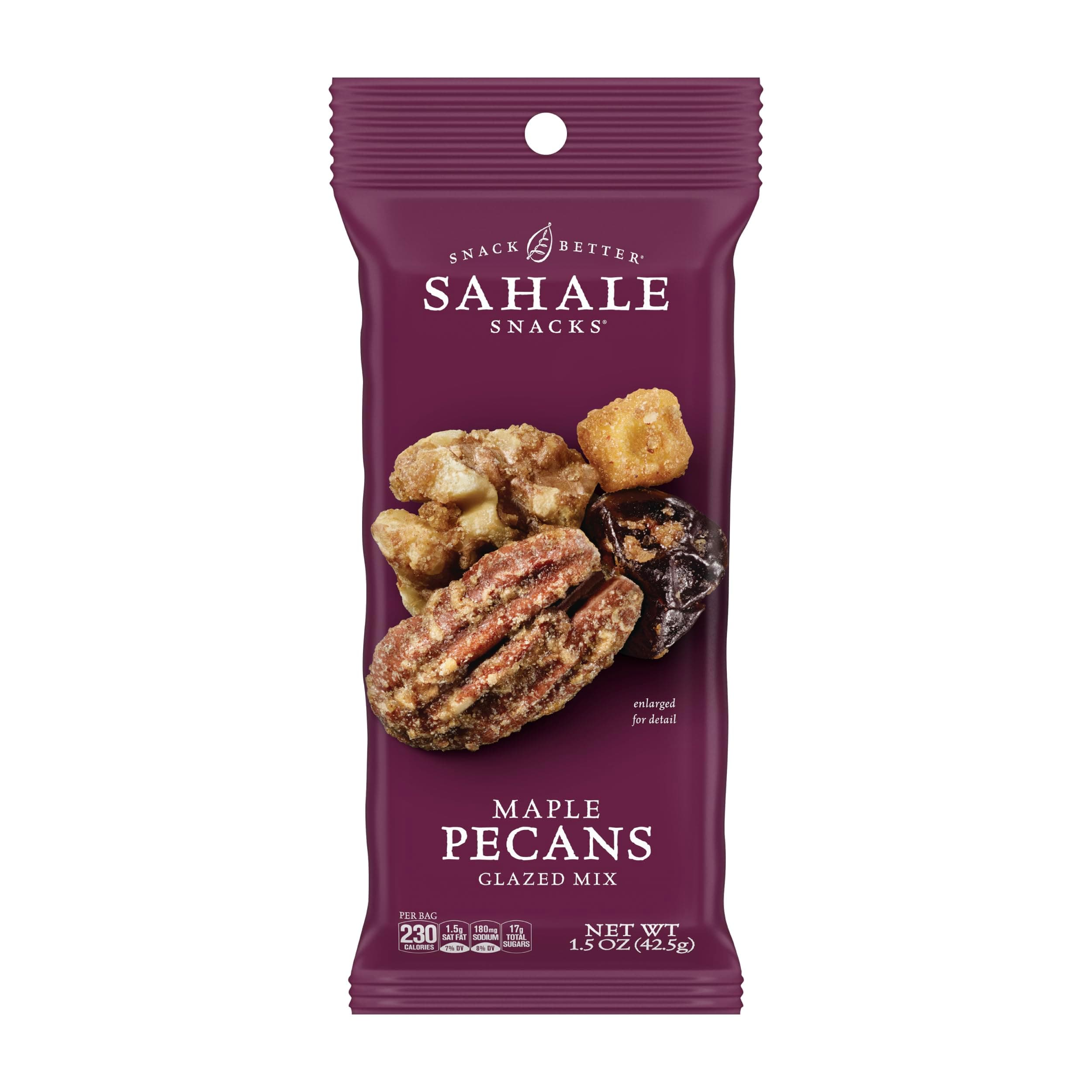 Sahale Snacks Maple Pecans Glazed Mix, 1.5 Oz Grab & Go Bags (18 Packs) Dry-Roasted, Deluxe Mixed Nuts with Cherries, Apples, Maple, and Cinnamon - Non-GMO, Kosher, and Certified Gluten-Free Snacks
