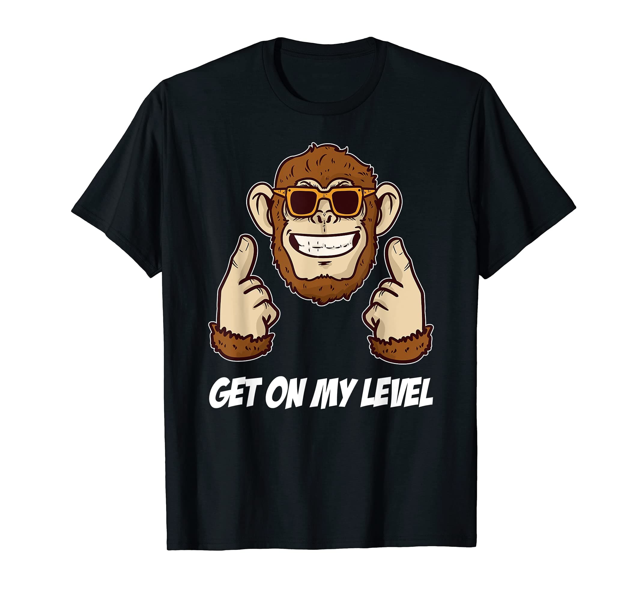 cheeky monkey face jungle shirtGet on my Level Cool Chimpanzee with Sunglasses Monkey T-Shirt
