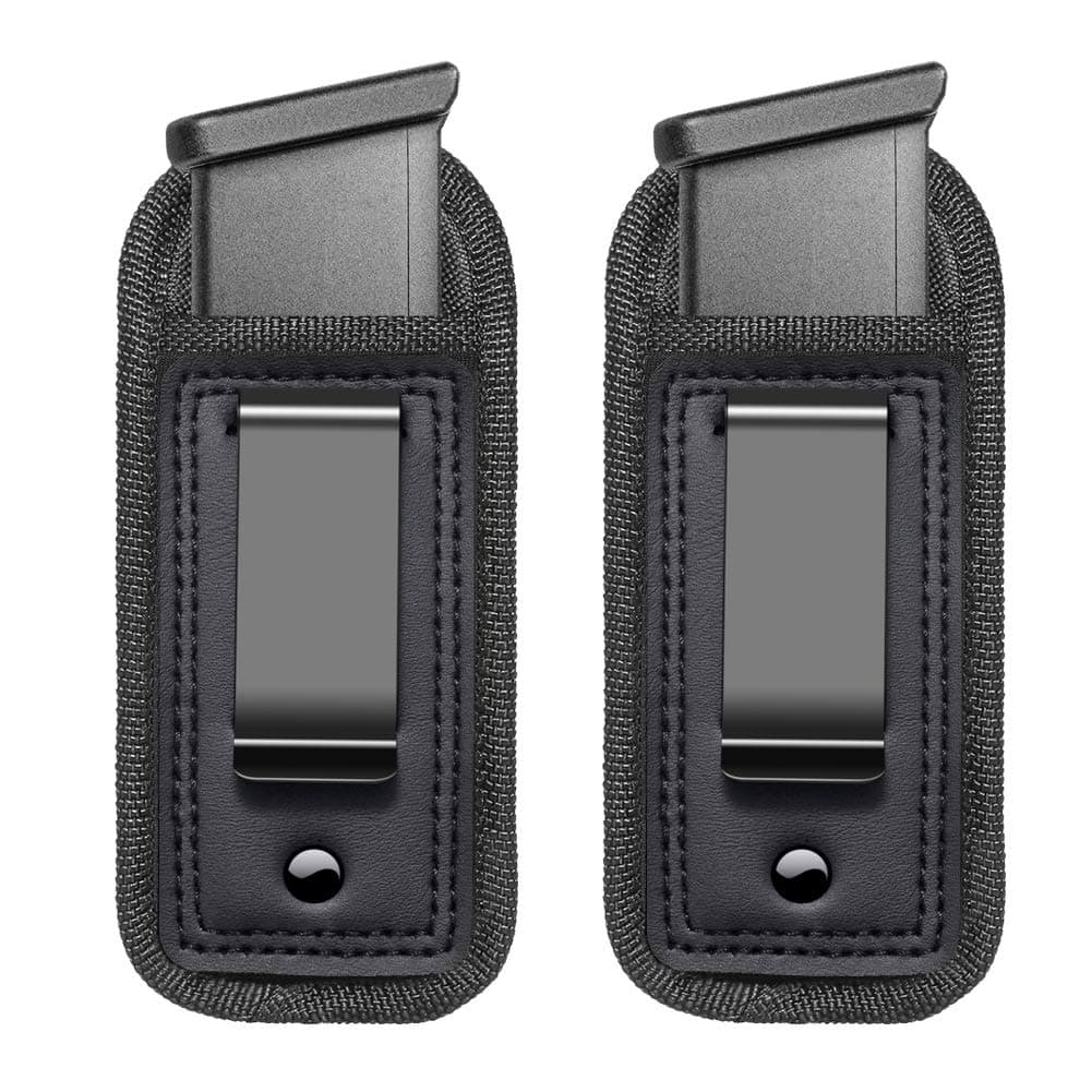 2-Pack Universal IWB Magazine Holster Concealed Carry 9mm .40 .45 | Inside The Waistband Mag Pouch | Mag Holster for Glock 43 17 Sig 1911 S&W M&P | Fits Any 7 10 15 Round Clips for All Pistols