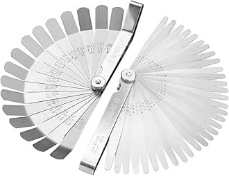 Spurtar Feeler Gauge Set Stainless Steel, 32 Blades Tapered and 16 Blades Offset Filler Gauge Set, Dual Marked SAE and Metric Feeler Guages for Spark Plug, Valve, Piston, Guitar