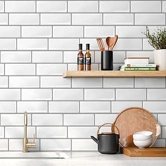 Livebor Peel and Stick Backsplash Wallpaper Kitchen Wallpaper 11.8inch x 78.7inch Tile Peel and Stick for Kitchen Countertop Tile Contact Paper Kitchen Wallpaper Waterproof Self Adhesive Wall Paper