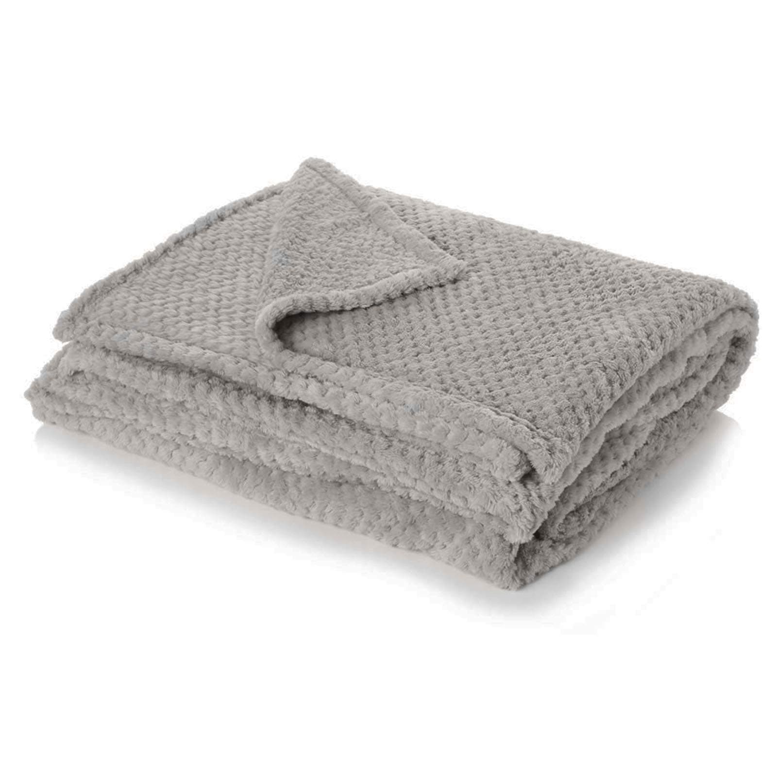Dreamscene Luxury Waffle Honeycomb Warm Throw Over Sofa Bed Blanket 125 x 150 Silver Grey