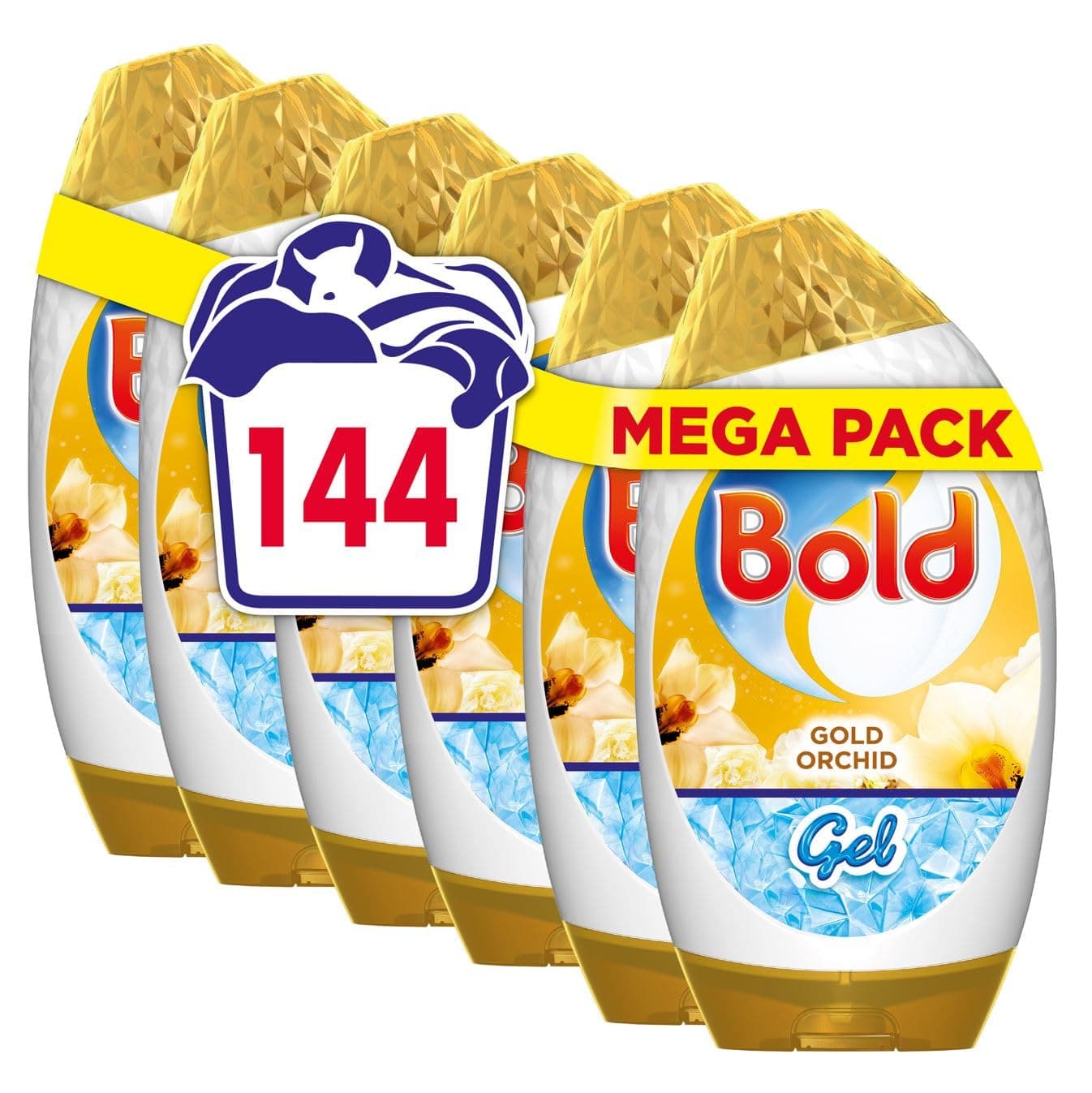 Bold Washing Liquid Laundry Detergent Gel, 144 Washes (840 ml x 6), Gold Orchid, Built In Lenor Freshness & Brilliant In A Cold Wash