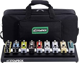 - ENO MUSIC 20" Big Stompbox Portable Aluminum Alloy Guitar Effects Pedal Board and Case Kit with Soft Bag Set Including Mounting Tape and Cable Ties/Pedals Accessories