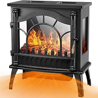 Joy Pebble Electric Fireplace Heater, 20'' Infrared Fireplace Heater 1000/1500W, 3D Realistic Flames Effect, ETL Certificated & Low Noise, Adjustable Flame Brightness, Overheating Protection