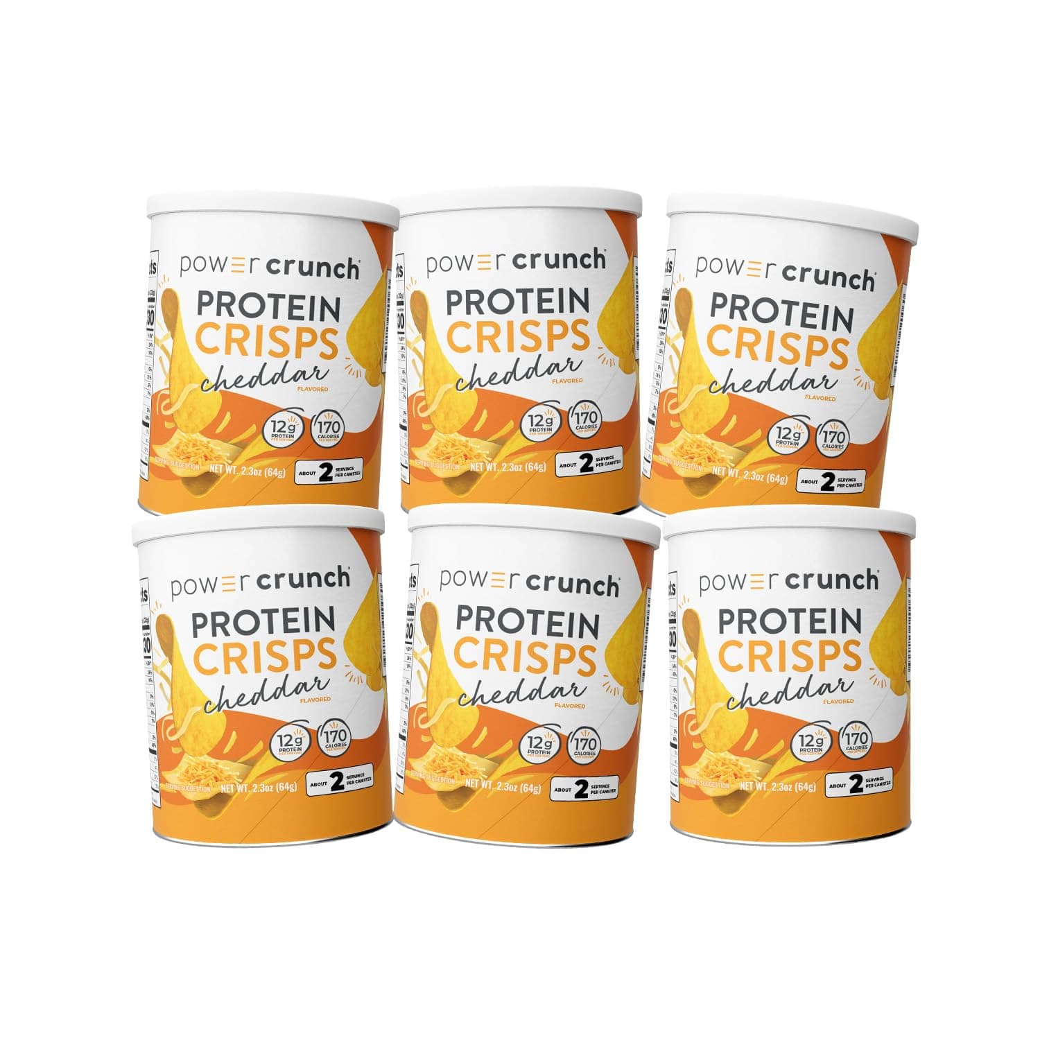 Power Crunch Protein CRISPS, a Potato Style Protein Chip, Cheddar, 10g of protein, 1.05 ounces per serving (Pack of 6)