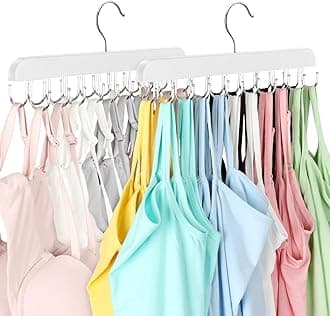 Bra Hanger for Closet, Tank Top Hanger 20 Hooks Capacity Foldable Wood Space Saving Hanger Closet Organizers and Storage for Dorm & Apartment for Tank Top, Bra, Scarf
