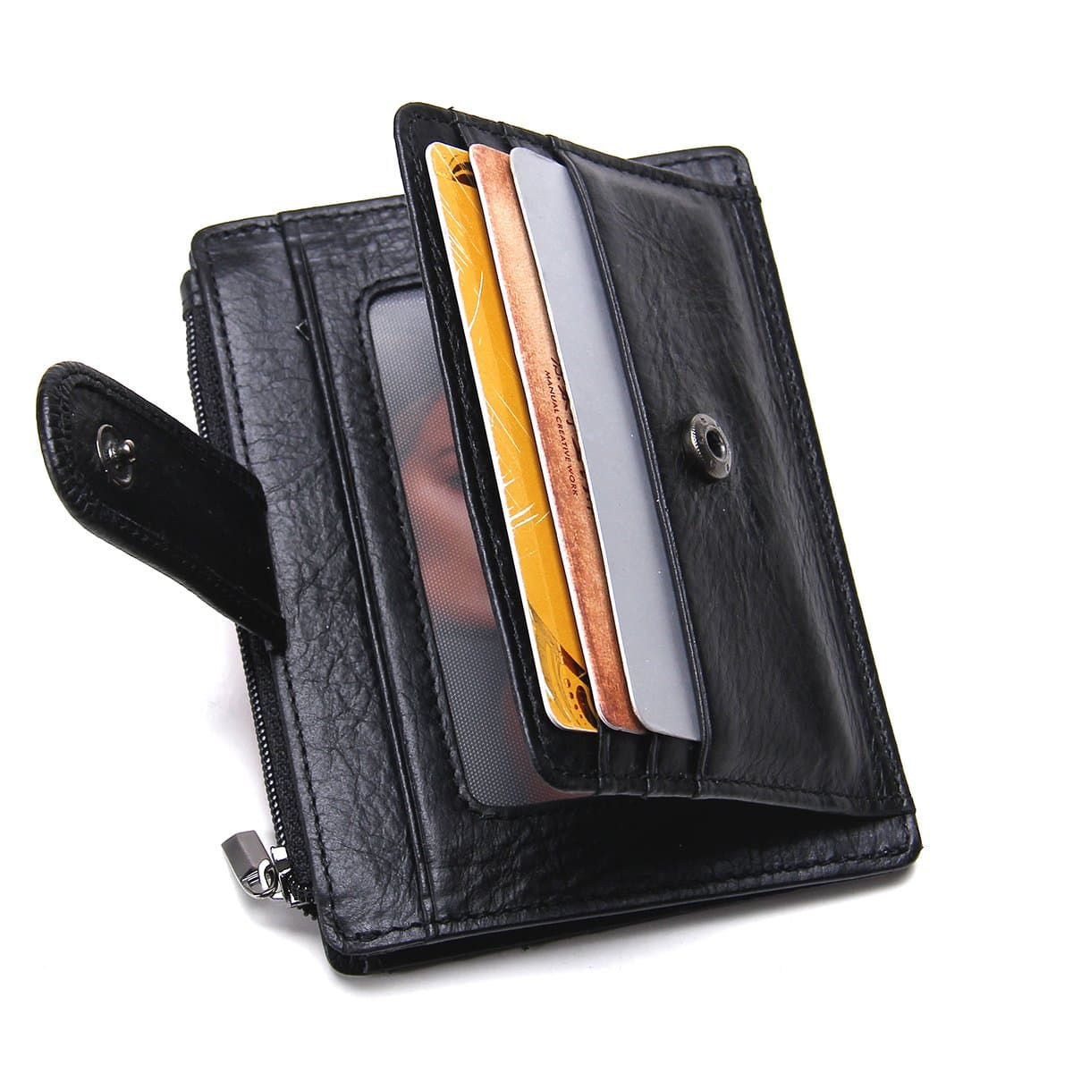 DARUN's Genuine Leather Men Card Holder Card Case Mini Thin Coin Wallet Coin Pouch
