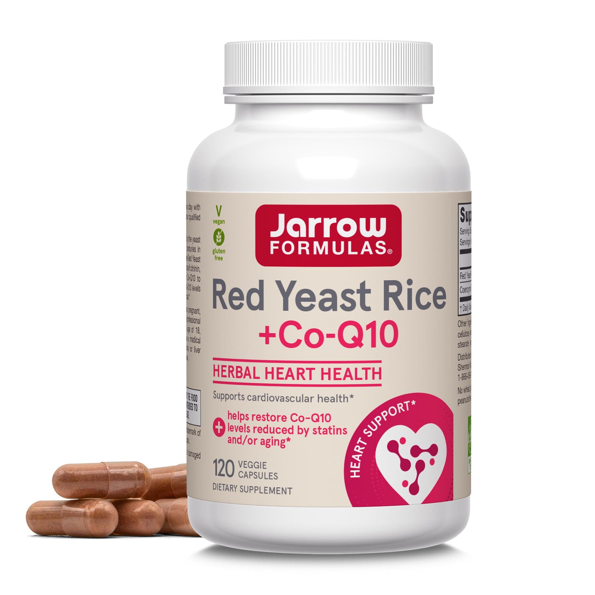Jarrow Formulas Complementary Red Yeast Rice (600 mg)+ Co-Q10 Formula (50 mg), 120 Count