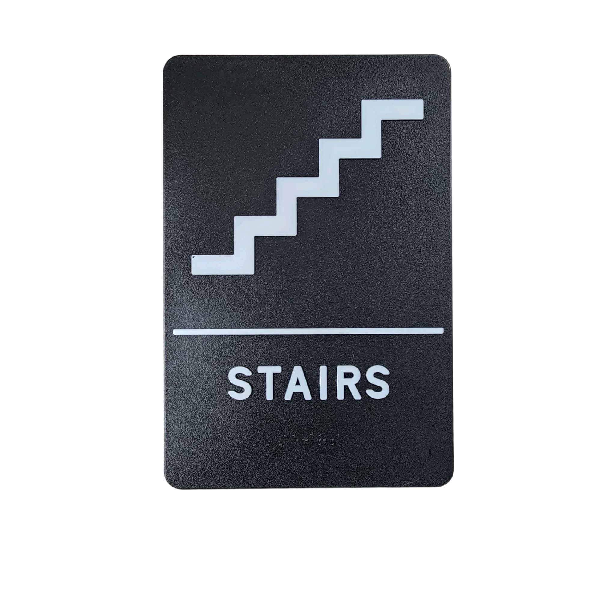 ADA Braille Stair Sign- 6" x 9" (White on Black)