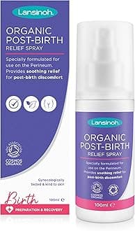 Organic Perineal Spray - 100ml - Cooling Post-Birth Relief - 99% Natural Ingredients (with Aloe Vera, Chamomile & Cucumber) - Gentle on Sensitive Skin - Hospital Bag Maternity Essentials