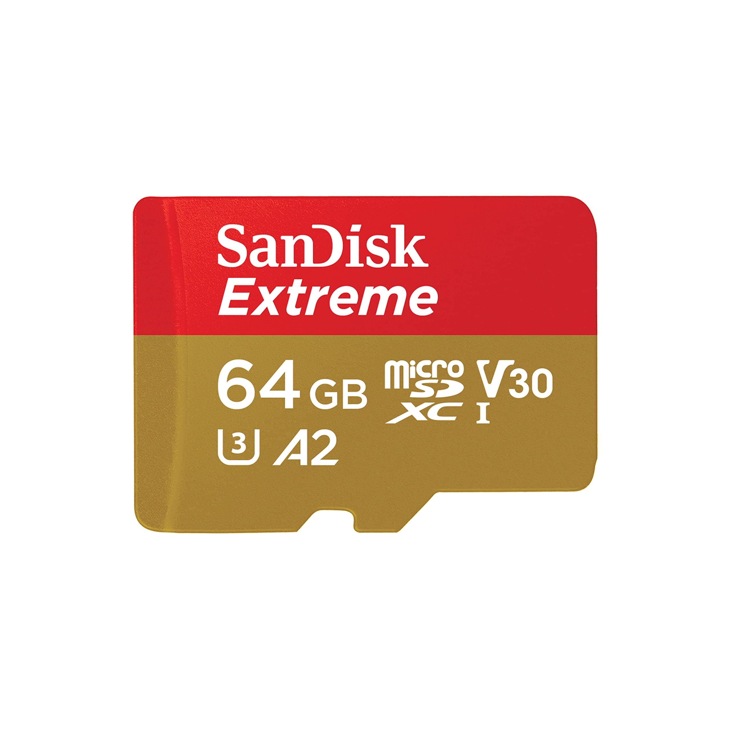 64GB Extreme microSDXC UHS-I Memory Card with Adapter - C10, U3, V30, 4K, 5K, A2, Micro SD Card - SDSQXAH-064G-GN6MA
