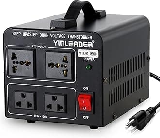 Yinleader 1500W Step Up & Step Down Voltage Transformer Converter 110V to 220V or 220V/230V/240V to 110V/120V Power Converter w/US Power Cord,Circuit Breaker Protection