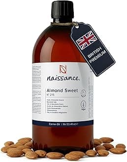 Naissance Sweet Almond Oil (no. 215) 1 Litre – for Skin, Hair, Massage, Nails, Cuticles, Ears, Face, Body, Stretch Marks - Natural Skin Care, Carrier Oil for Aromatherapy