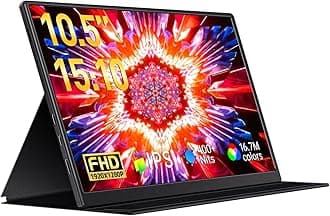 Small Portable Monitor 10.5" FHD 1280P 15:10 IPS Screen, Ultra-Slim Travel Monitor w/Smart Cover & Speaker, USB C HDMI HDR Portable Gaming Monitor, External Monitor for Laptop Xbox Switch
