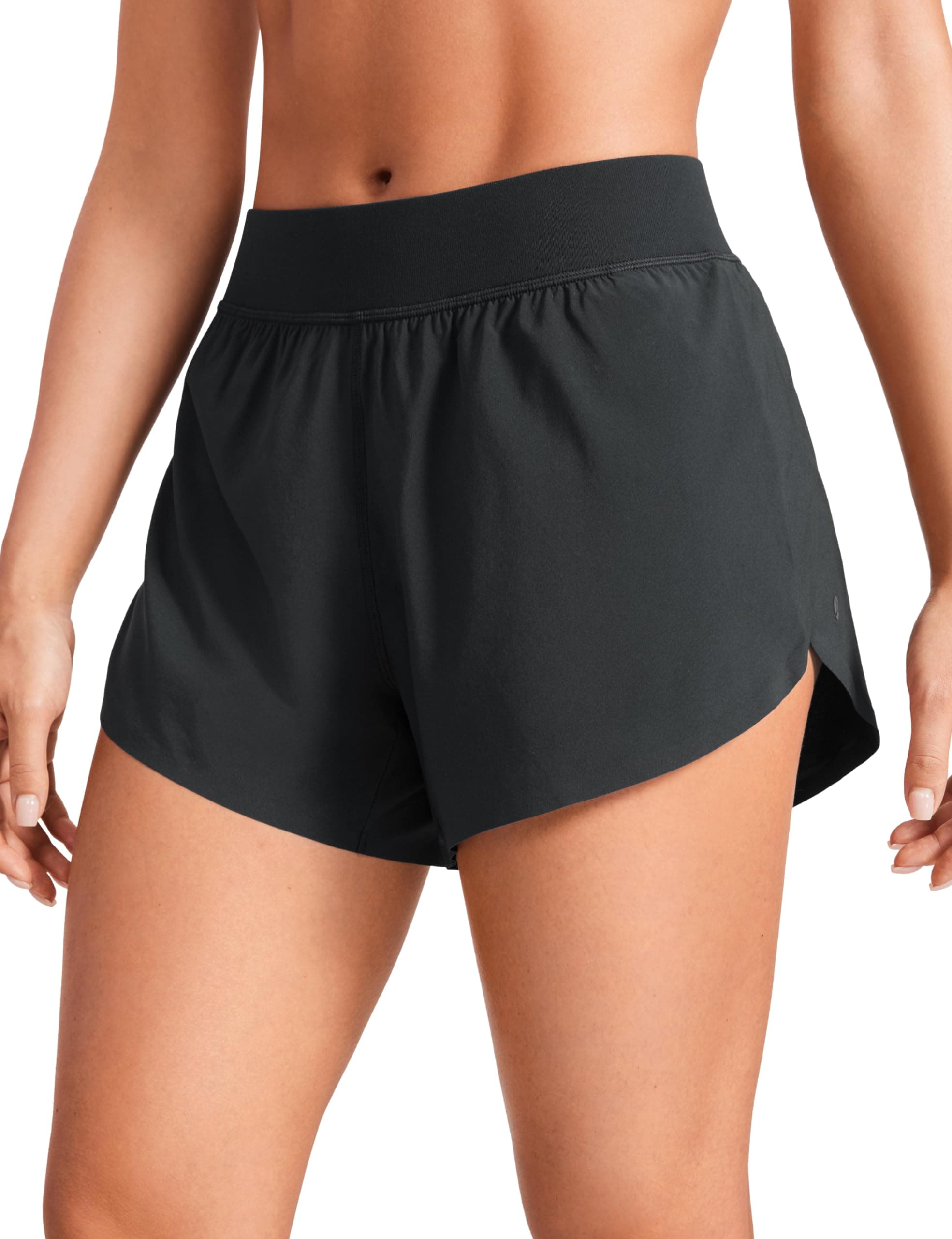 Mid Waisted Split Running Shorts for Women 4" - Comfy Mesh Liner for Workout Athletic Gym Track Quick Dry
