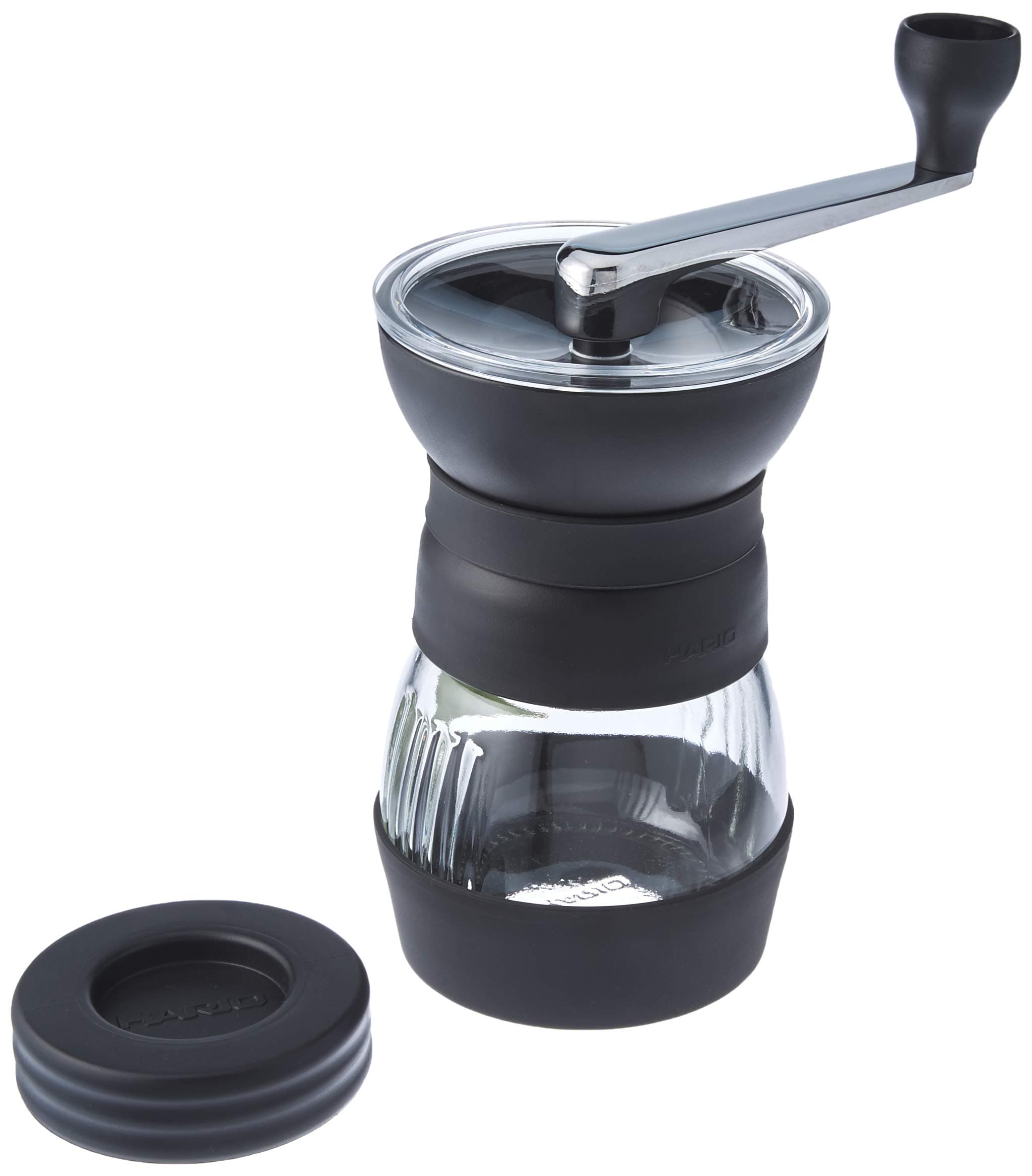 Hario MMCS-2B Skerton PRO Coffee Mill | Large Adjustable Hand Coffee Grinder With Ceramic Burrs, Transparent & Black, 100g