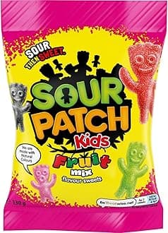 Sour Patch Mixed Fruit Flavoured Sour Sweets, Tangy & Fruity Sour Candy, 130 g (Pack of 1)