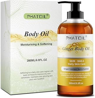 PHATOIL Ginger Oil for Body Massage,Gua Sha, Lymphatic Drainage, 260ML Large Bottle Body Oils for Moisturizing and Nourish Skin, Premium Ginger Body Massage Oil for All Skin Types(8.8oz)