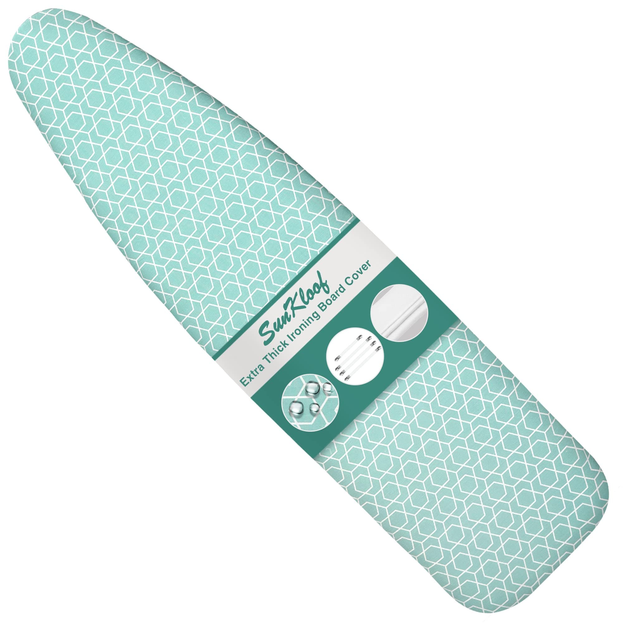 Extra Thick Ironing Board Cover and Pad,15x54 Reflective Silicone Ironing Board Cover Resist Scorching and Staining Standard Size Ironing Board Covers with Padding Elastic Edges 4 Fasteners