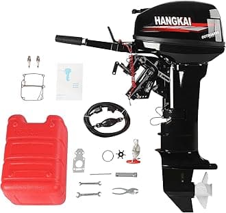 Outboard Motor, 2 Stroke 18 hp 246cc Heavy Duty Boat Engine Fishing Boat Motor w/CDI System Water Cooling System (2 Stroke 18HP long shaft)