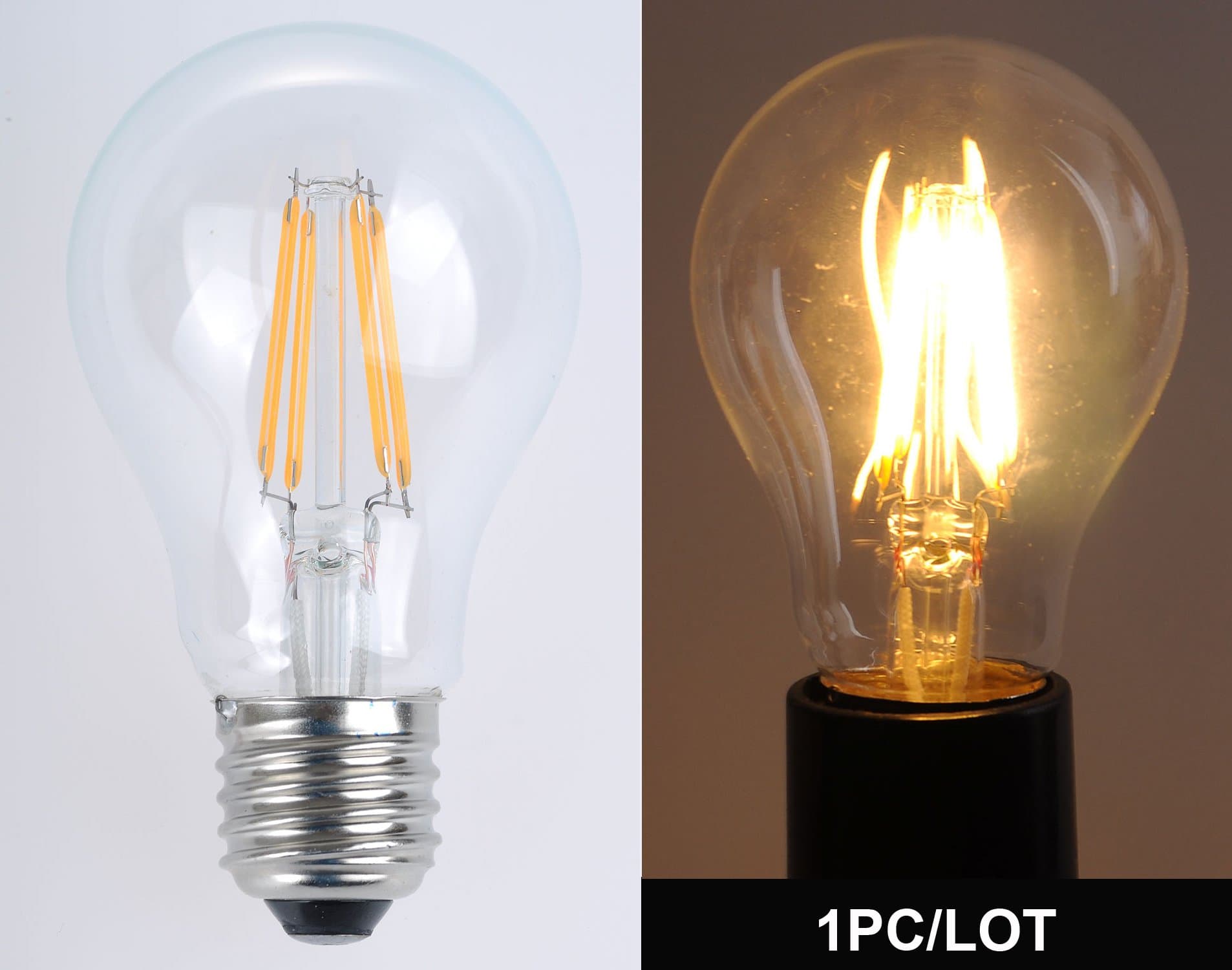 LED Vintage Filament Bulb,A19 Edison Style,4W to Replace 40W traditional Bulb,Warm White (3000K), Dimmable,110VAC, E26 Medium Base