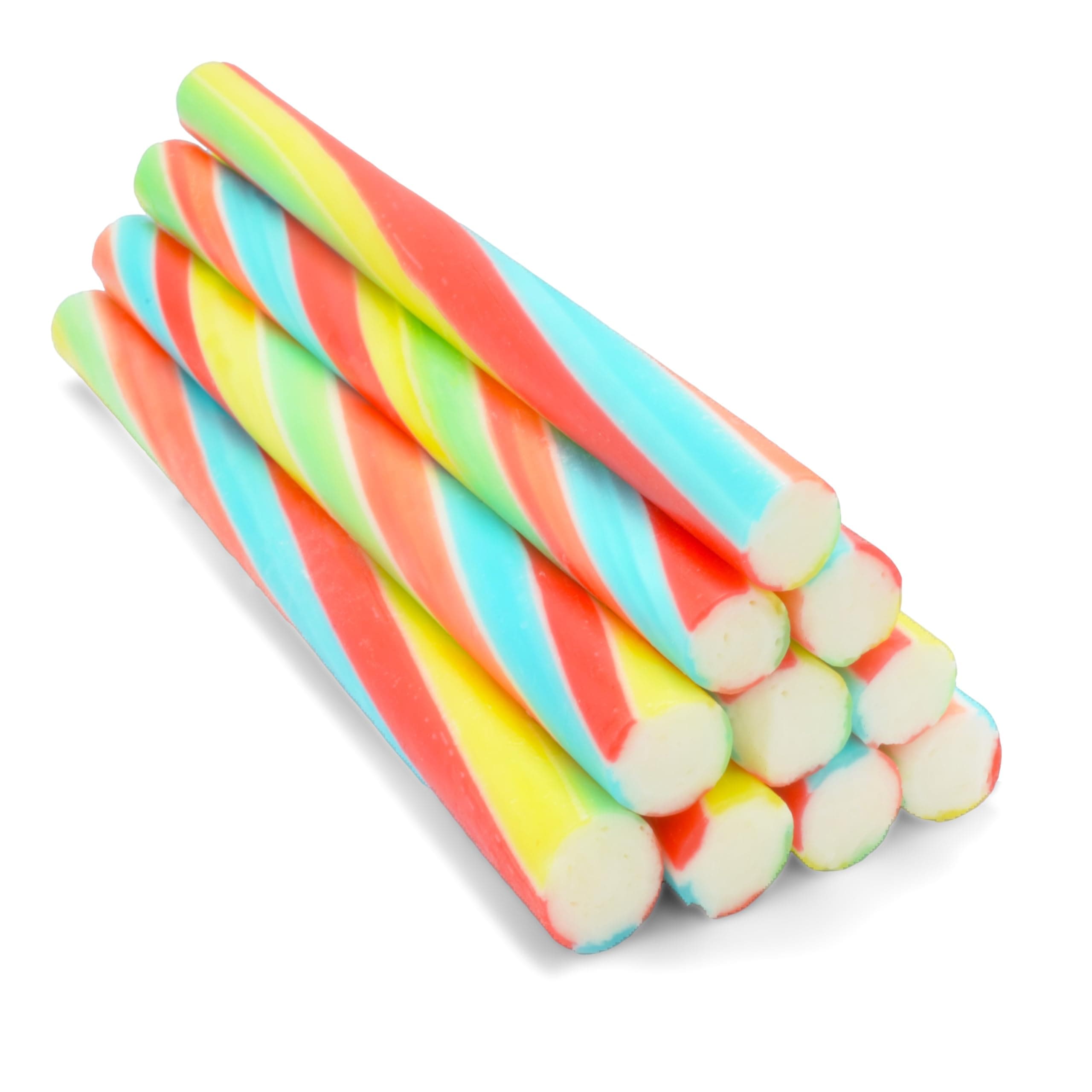 Traditional Handmade Rock Candy Sticks/Blackpool Rock - Fruit Rainbow Flavour, 10 Sticks