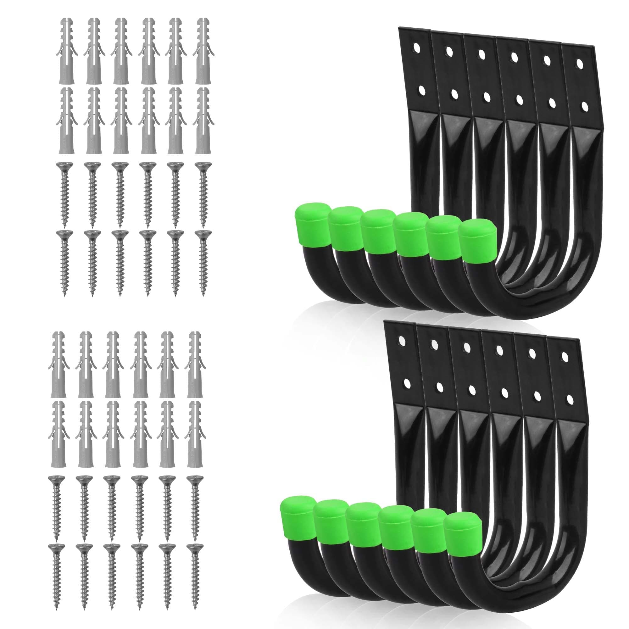 SWANLAKE GARDEN TOOLSHeavy Duty Garage Storage Utility Hooks, Utility Hooks for Garage Wall,Color Black (12PCS)