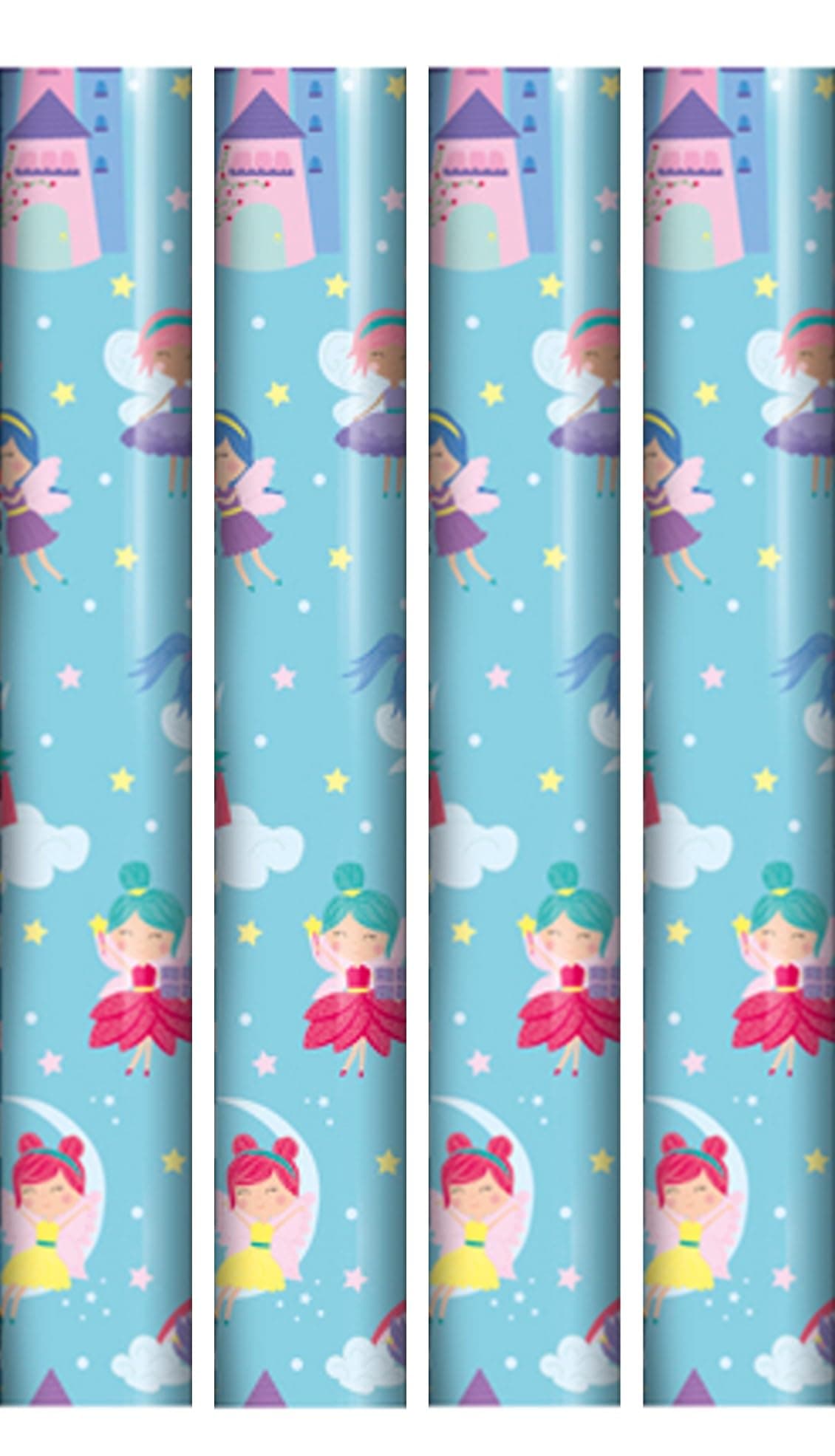 10m Gift Wrapping Paper 4x2.5m Rolls - Fairy Princess and Castles