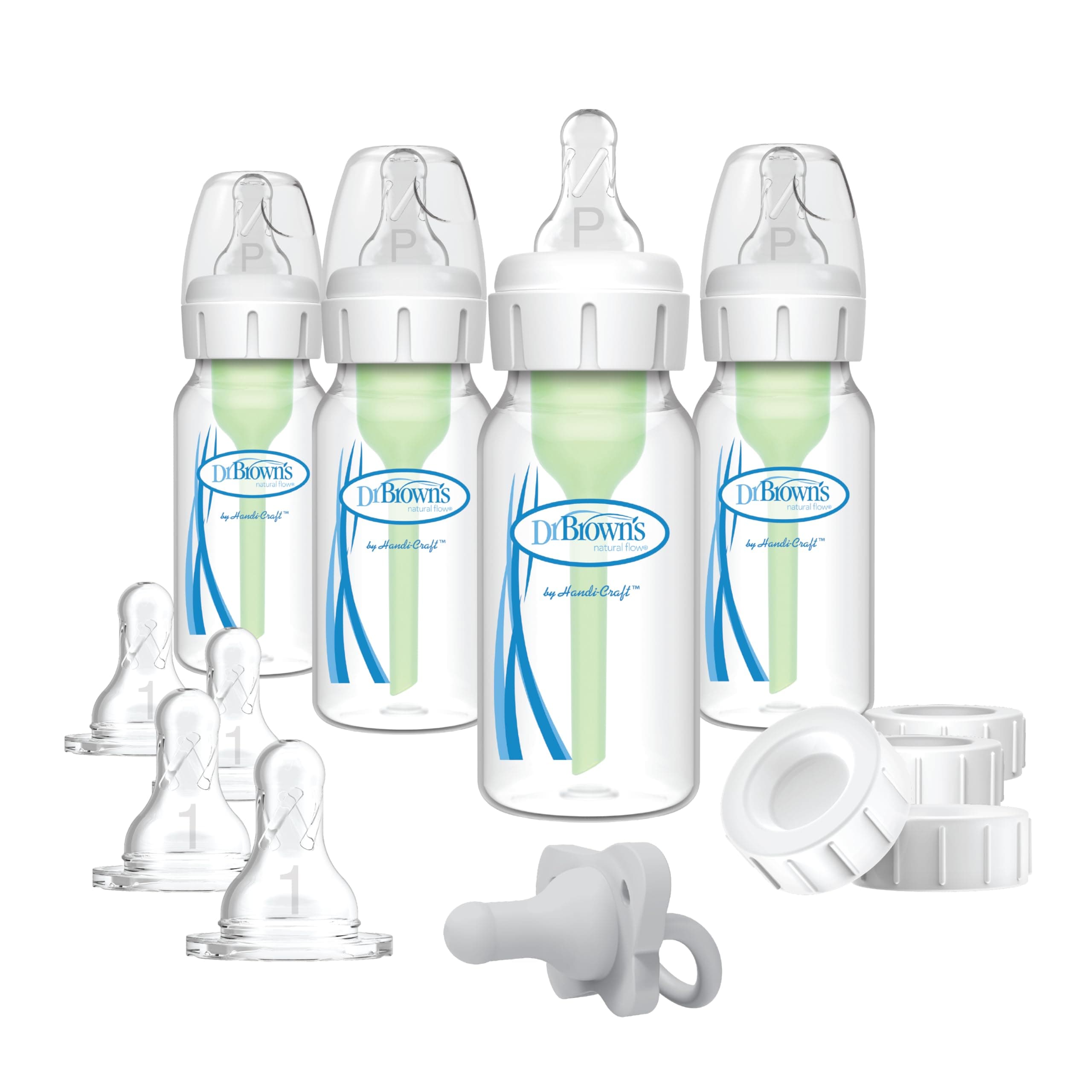 Dr. Brown's Options Slow Flow Bottle Set for Breastfed Baby, 4 Ounce, Clear