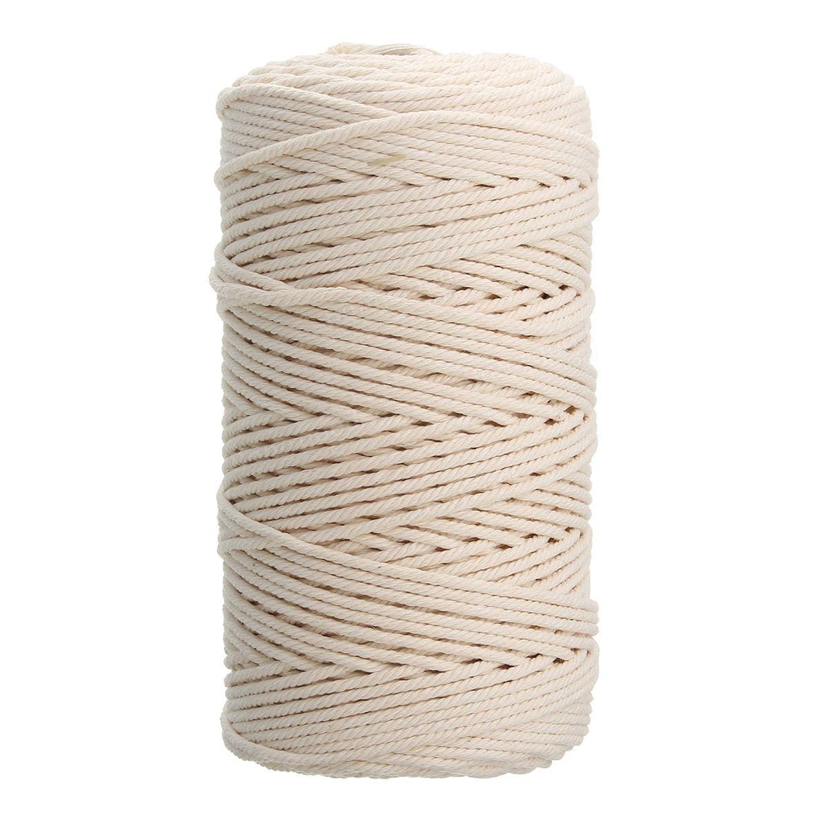 Gold Cloud 100% Natural Cotton Twisted Rope 1/25, 1/12, 1/8 inch Width 328, 656 Feet Length (3mm(1/8 Inch) * 656 Feet)
