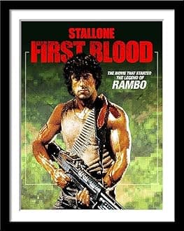 Tallenge - First Blood - Sylvester Stallone - Tallenge Hollywood Action Movie Poster Collection? - Extra Large Poster Framed (Paper,24x34 inches, Multicolour)