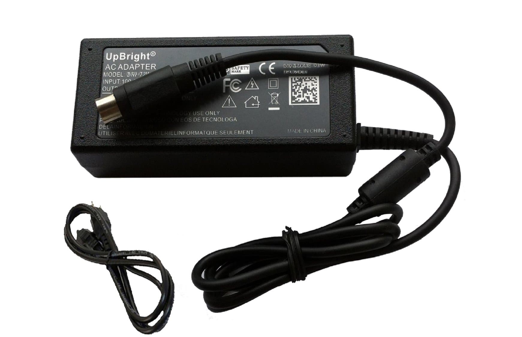 UPBRIGHT4-Pin DIN AC/DC Adapter Compatible with AKAI LCT2060 LCT 2060 20in 20" LCD TV Switching Mode Universal Power Supply Cord Cable PS Battery Charger Mains PSU (with 4-Prong Connector)