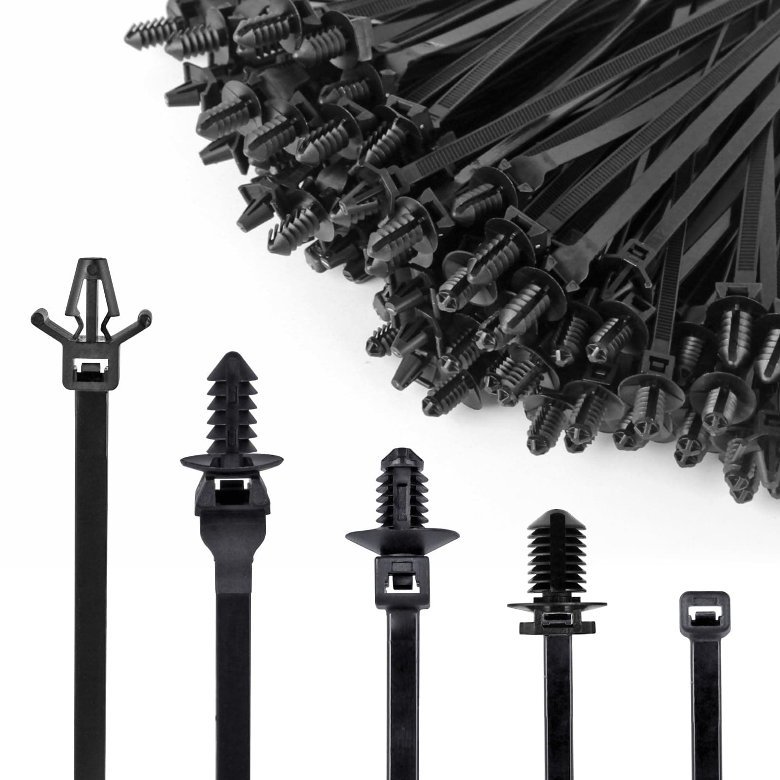 Xislet 160Pcs Nylon Universal Cable Tie Buckle Zip Tie Clips Automotive Rivet Push Mount Zip Ties Compatible with Cars Boat Trailer Polaris UTV Jeep Wrangler Self Locking Zip Tie with Push Pin