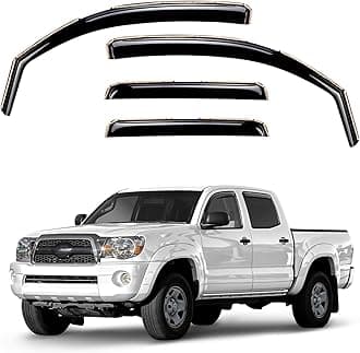 Window Deflectors Smoke Tinted In-Channel Side Window Vent Visor Deflectors Rain Guards Compatible with Tacoma 2005-2015 Double Cab - 4pcs. GW0731