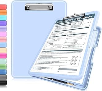 Clipboard with Storage 13x9.6 inches, Storage Clip Board Heavy Duty, Plastic Clipboard with Side Opening, Nursing Clip Board Foldable, Letter Size Smooth Writing for Work, Study(Light Blue)