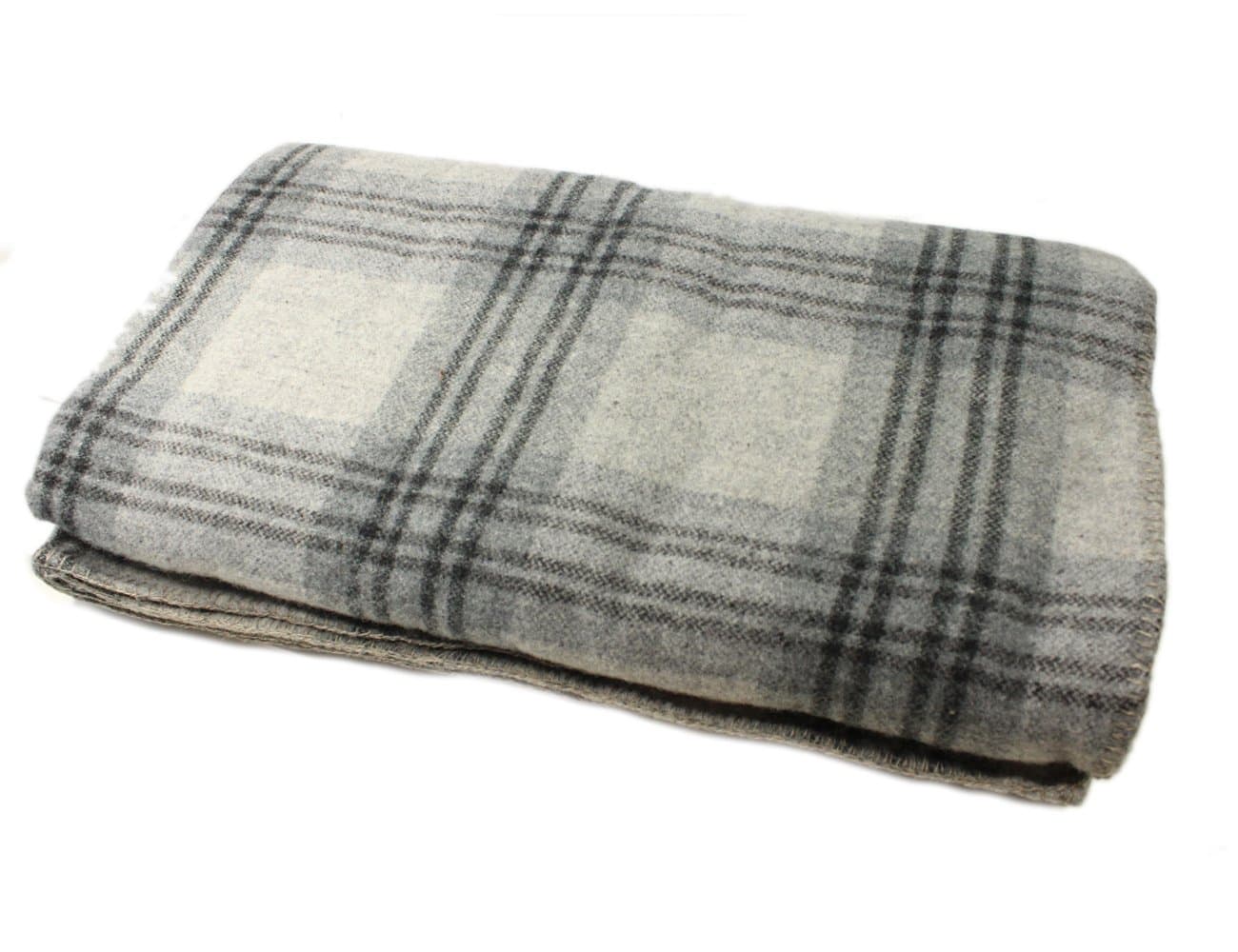 Biddy Murphy100% Wool Blanket, Traditional Irish Plaid Print, Large Size 90" x 108" Inches, Warm, Soft Lambs Wool, Woven in Co. Kerry Ireland, Imported, Grey