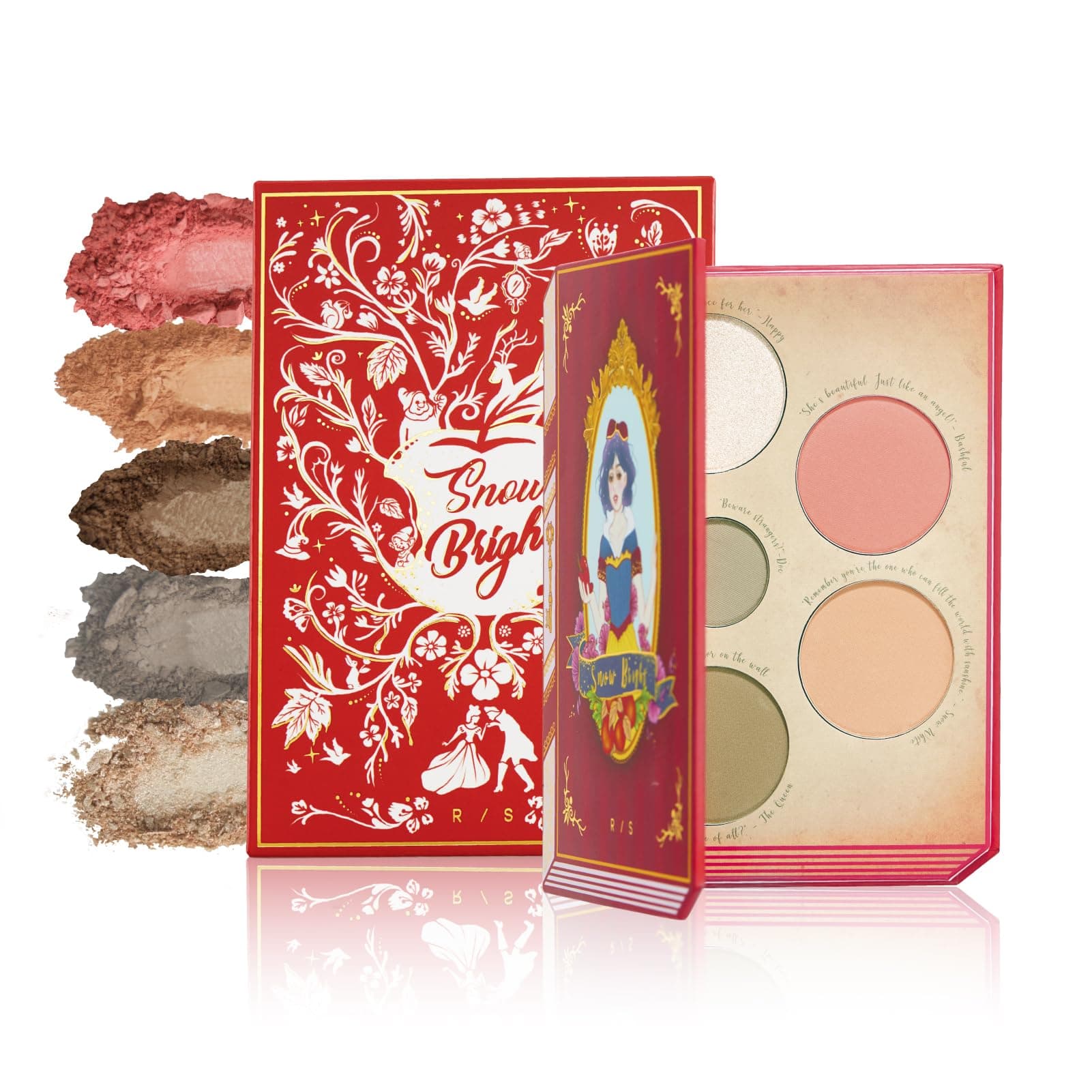 READY TO SHINESnow Bright Con ur Highlight Blush Makeup Palette - Smooth and Pigmented - Easy Blend - Vegan and Cruelty Free - 5 Part Pressed Powder Makeup Kit - With Mirror For All Skin Types