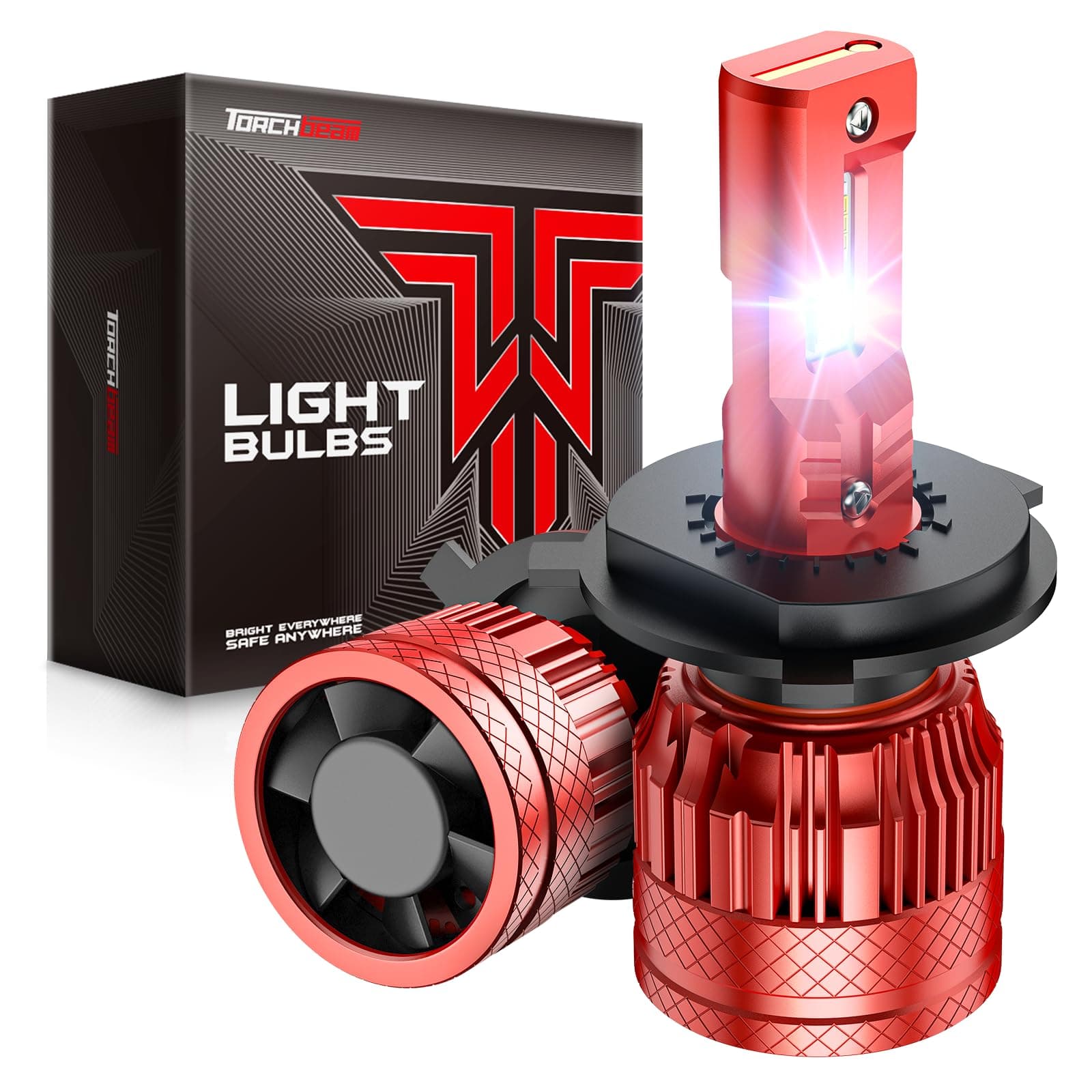 H4 9003 Bulbs, 1000% Super Brighter H4/HB2 Powersports Bulb, 6500K Cool White Fog Lights, IP68, 60000Hrs Lifespan, CanBus Ready, Plug-N-Play, Pack of 2