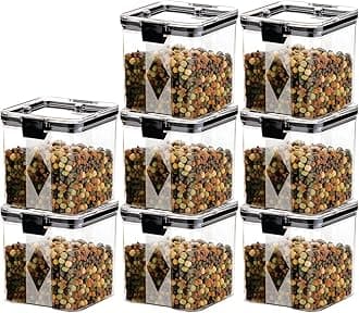 GOLWYN Plastic Kitchen Containers Set, Air Tight Container For Kitchen Storage Set, Kitchen Accessories Items, Kitchen Organizer Items And Storage Containers (Transparent, 700 ML Set Of 8)