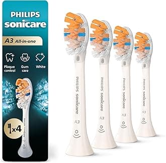 SONICARE Philips Premium All-in-One (A3) Replacement Toothbrush Heads, HX9094/65, Smart Recognition, White 4-pk