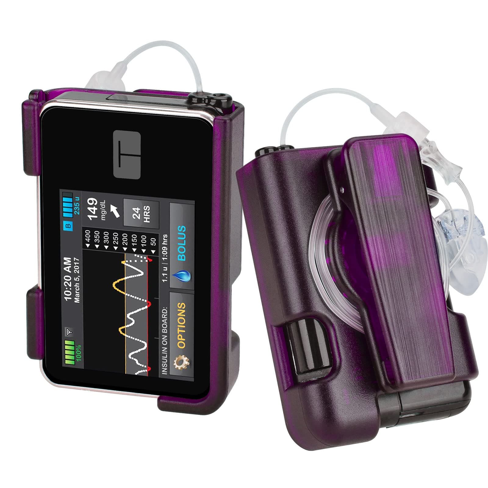 Tslim x2 Pump Case with Clip, Tandem Tslim Pump Case with 360° Rotatable Clip, Tandem Tslim x2 Pump Accessories, Friendly to Screen Protector, Compatible with t:Slim, t:Slim G4 (Purple)