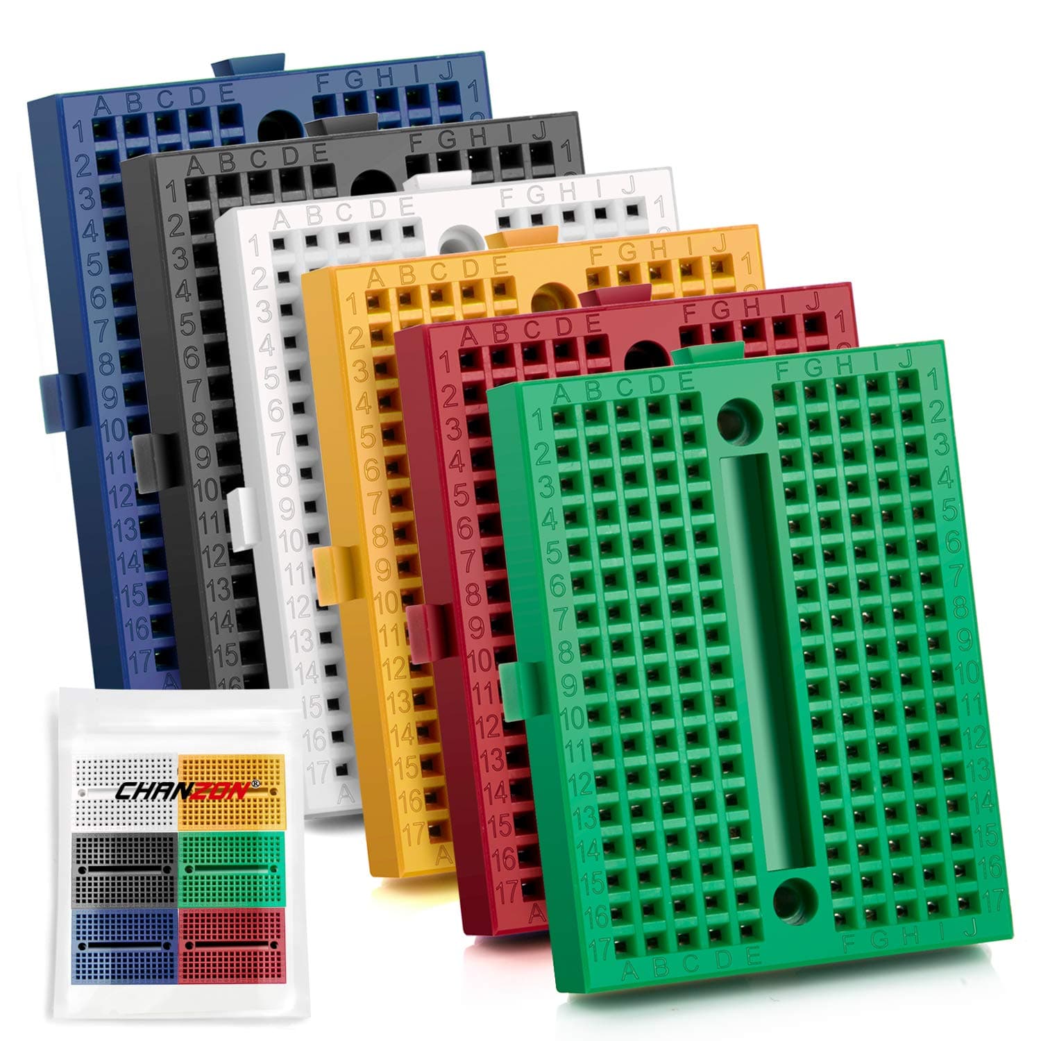 Chanzon 6pcs Mini Bread Boards with 170 Attachment Points SYB-170 Seamless Prototype Kit (6 ) PCB Breadboard Plus Adhesive Back for Arduino Raspberry Pi