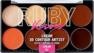 Ruby Kisses Flawless Finish with 3D Contour Cream Makeup Palette – Lightweight, Multi-Palette, Contouring Foundation, Creamy, Sculpt &Highlighting, Define Cheekbones (Dark Medium)