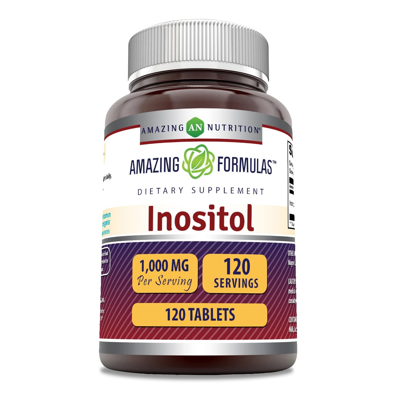 Amazing Formulas Inositol Tablets Supplement | 1000 Mg per Serving | Vitamin B8 | Non-GMO | Gluten-Free | Made in USA (1 Pack, 120 Count)