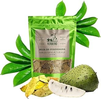 Yerbero - Te Hoja De Guanabana 1oz (28g) | Graviola Leaf - Whole Soursop Leaves | Stand Alone Resealable Bag, Crafted By Nature 100% All Natural Delicious Fresh Tea | From Mexico.