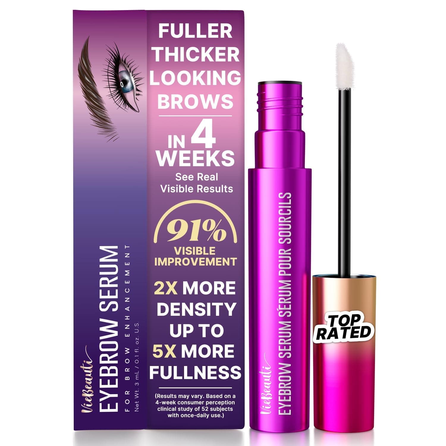 Eyebrow Growth Serum: Eyebrow Serum to Grow Brows with Advanced Formula to Boost Longer Fuller and Thicker Looking Eyebrows 3mL